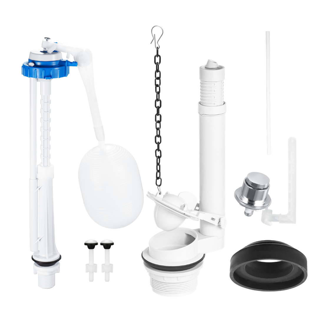 Kit di riparazione per WC da 2 pollici | Set valvola di riempimento e valvola di scarico con pulsante laterale