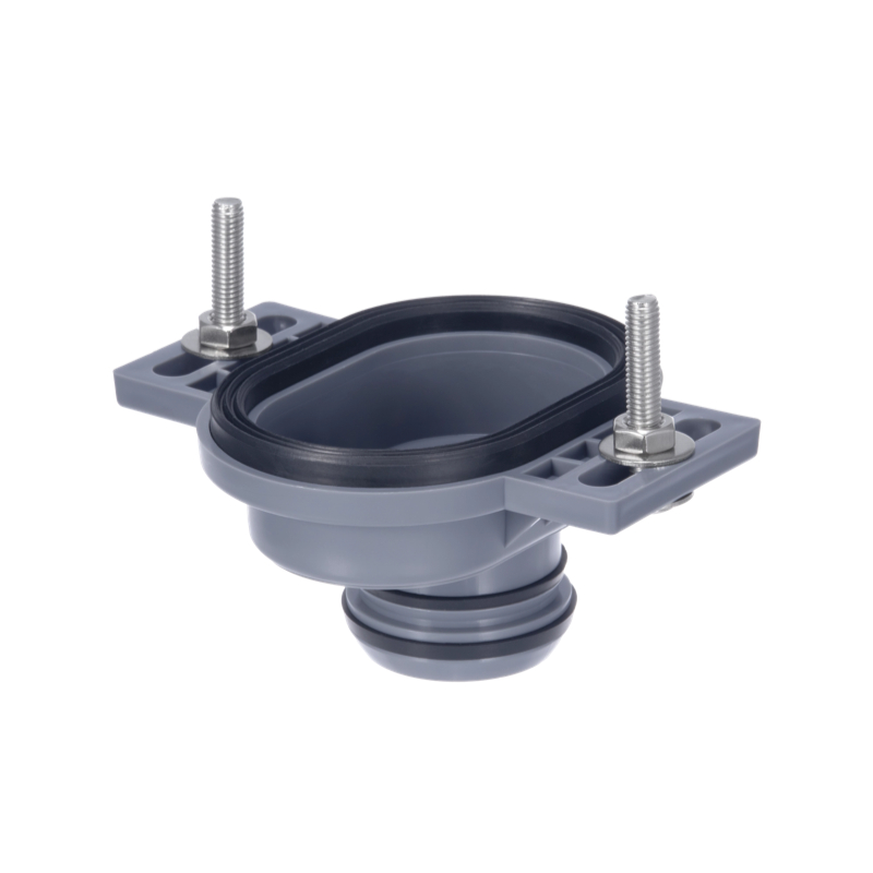 U7005 urinal drain connector with oval upper gasket, twin lower sealing rings and adjustable mounting slots